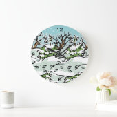 雪に覆われた森 –  ラージ壁時計 (ホーム)