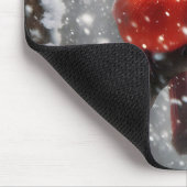 雪に覆われた深紅色のペア マウスパッド (コーナー)