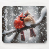 雪に覆われた深紅色のペア マウスパッド (正面)
