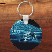 雪に覆われた狼 キーホルダー (正面)