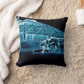 雪に覆われた狼 クッション (ブランケット)