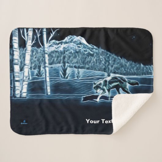 雪に覆われた狼 シェルパブランケット (正面(横))