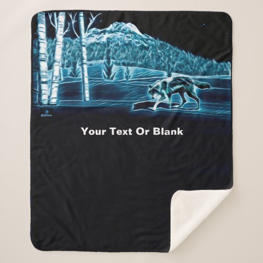 雪に覆われた狼 シェルパブランケット (正面)