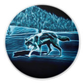 雪に覆われた狼 セラミックノブ (正面)