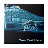 雪に覆われた狼 タイル (正面)