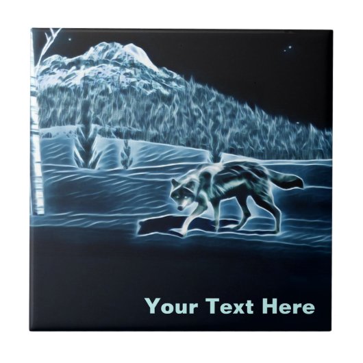 雪に覆われた狼 タイル (正面)