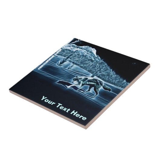 雪に覆われた狼 タイル (側面)