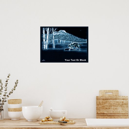 雪に覆われた狼 ポスター (キッチン)