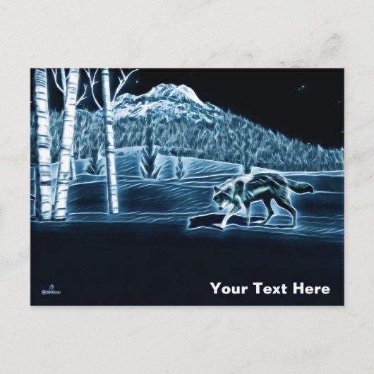 雪に覆われた狼 ポストカード (正面)