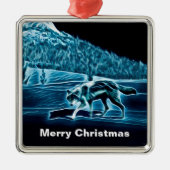 雪に覆われた狼 メタルオーナメント (正面)