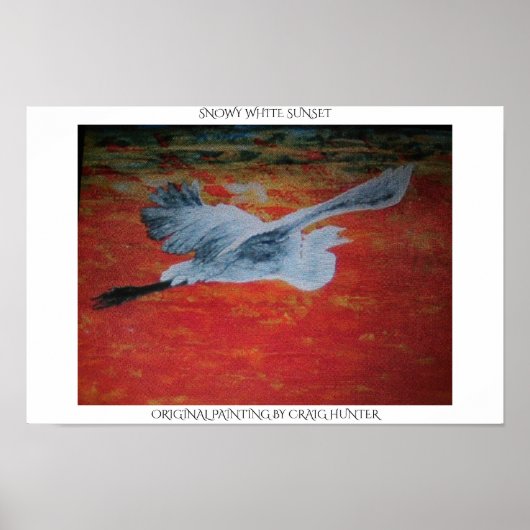 雪に覆われた白い夕日 ポスター (正面)