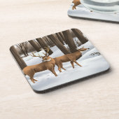 雪に覆われた白い尾の鹿 コースター (左側)