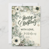 雪に覆われた緑の素朴クリスマス シーズンカード (正面)