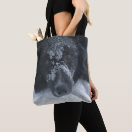 雪に覆われた縁どコリー犬 トートバッグ