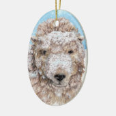 雪に覆われた羊 セラミックオーナメント (左)