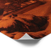 雪に覆われた茶色の石 – 夜 ポスター (角)