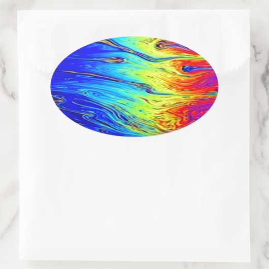 雪に覆われた虹のアートワーク美 楕円形シール (バッグ)