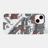 雪に覆われた街がピクセル化された iPhoneケース (裏面横)