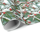 雪に覆われた赤い漿果 ラッピングペーパー (ロールコーナー)