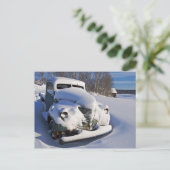 雪に覆われた農場のピックアップトラック シーズンポストカード (スタンド正面)