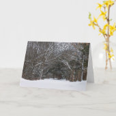 雪に覆われた道路の絵画的な冬のカード カード (黄色い花)