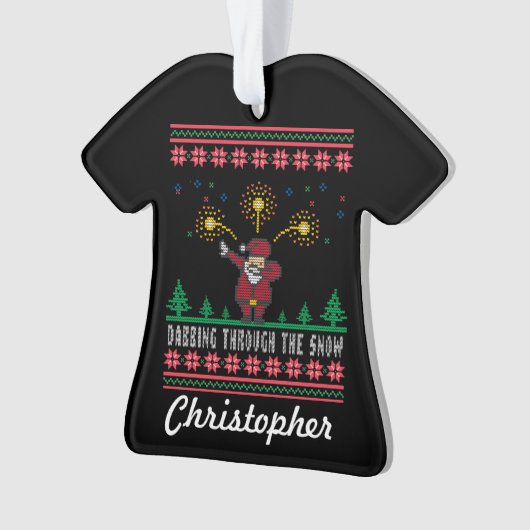 雪に覆われた醜いクリスマスセーターをダビングする オーナメント (正面)