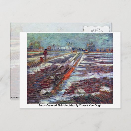 雪に覆われた野原アールズバイヴィンセントヴァンゴッホ ポストカード (正面/裏面)