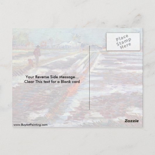 雪に覆われた野原アールズバイヴィンセントヴァンゴッホ ポストカード (裏面)