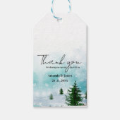雪に覆われた霜の降りた氷のような青いユース冬の朝結婚の ギフトタグ (正面)