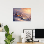 雪に覆われた魅惑の村 ポスター (ホームオフィス)