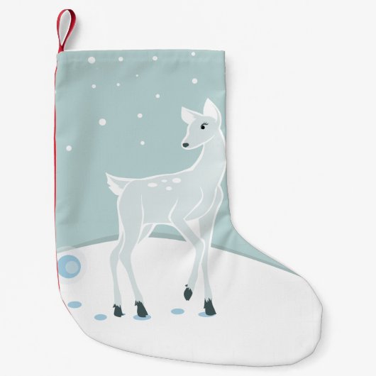 雪に覆われた鹿 スモールクリスマスストッキング (正面)