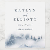 雪に覆われた |パーソナライズされた結婚s ワインラベル (シングルラベル)