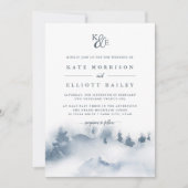 雪に覆われた |モノグラム結婚式招待状 招待状 (正面)