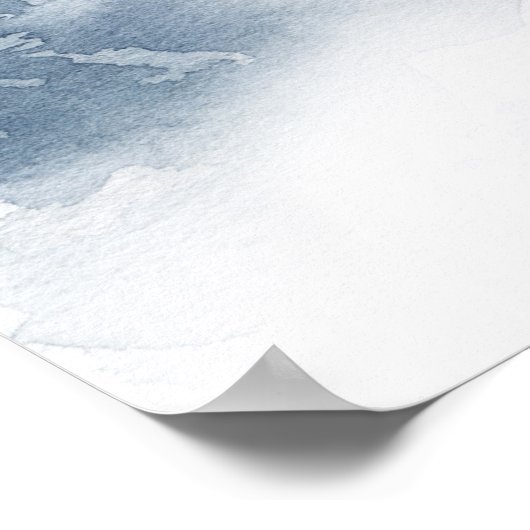 雪に覆われた | 冬の水の色結婚の歓迎サイン ポスター (角)