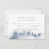 雪に覆われた |食事の選択RSVPカード 出欠カード (正面)