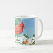 雪に覆われた(鳥)ショウジョウコウカンチョウ コーヒーマグカップ (正面右)