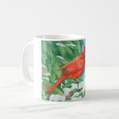 雪に覆われた(鳥)ショウジョウコウカンチョウ コーヒーマグカップ (正面左)