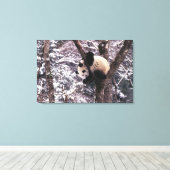 雪に覆わ遊れた木の上のパンダの仔 キャンバスプリント (インサイチュ (ウッドフロア))