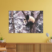 雪に覆わ遊れた木の上のパンダの仔 キャンバスプリント (インサイチュ (リビング))