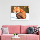 雪に赤いキツネ |ユーコン キャンバスプリント (インサイチュ (リビング))