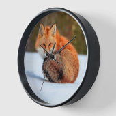 雪に赤いキツネ |ユーコン 壁時計 (傾斜)
