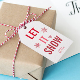 雪に赤いクリスマス ギフトタグ