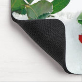 雪に赤いバラ色をした マウスパッド (コーナー)