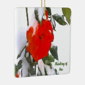 雪に赤いバラ セラミックオーナメント (右)