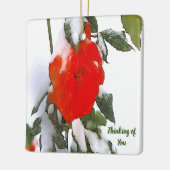 雪に赤いバラ セラミックオーナメント (左)