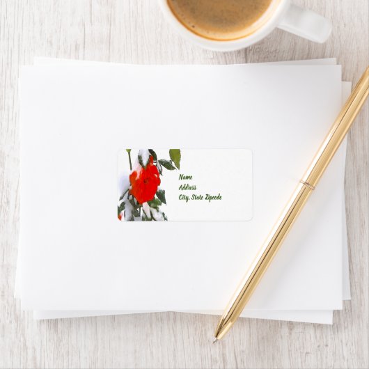 雪に赤いバラ ラベル (インサイチュ)