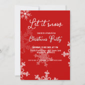雪に赤い雪片クリスマスパーティー 招待状 (正面)
