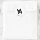 雪に輝く犬ステッカー ラウンドシール (バッグ)