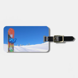 雪に雪のスノーボード雪の斜面ブルーバードデー ラゲッジタグ