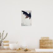 雪に鷲, 古邨 Eagle Flying in Snow, Ohara Koson, Woodcut ポスター (キッチン)